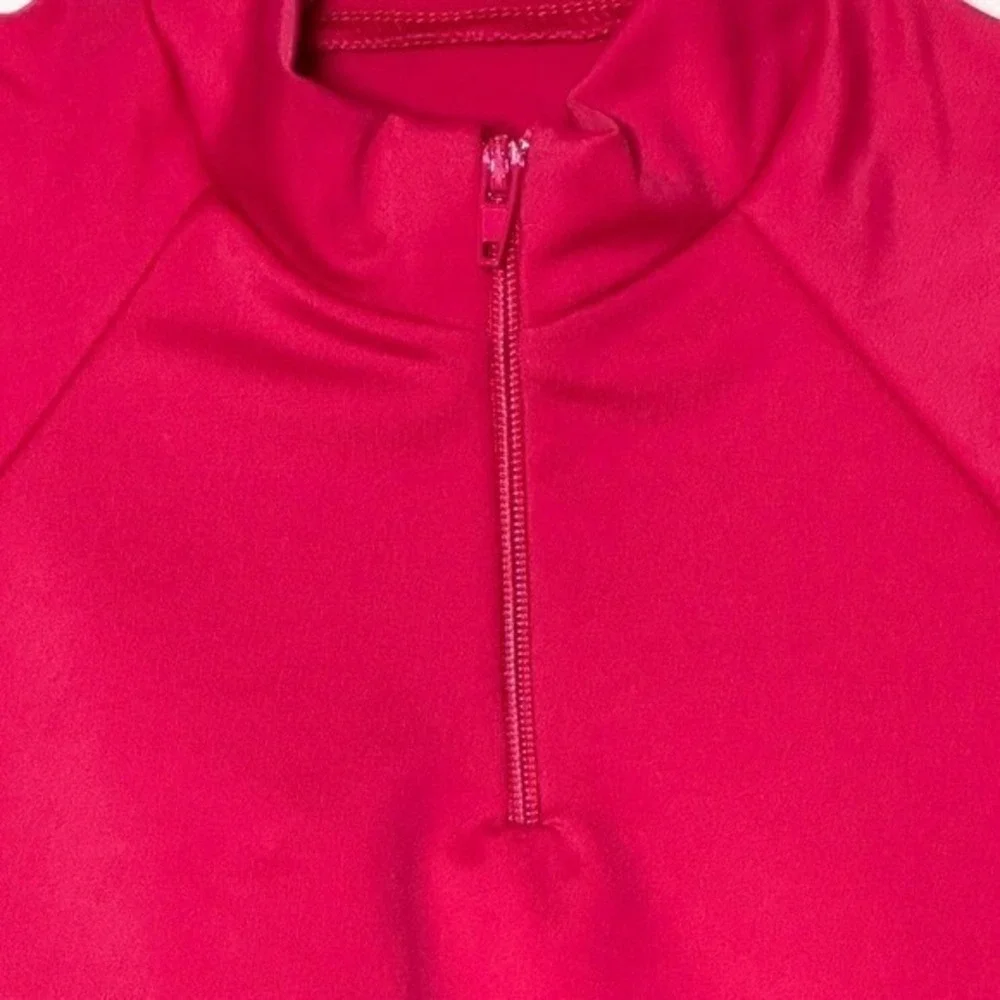 Theatricals Pink cranberry Zip Mock Neck Short Sleeve Dance Crop Top CL